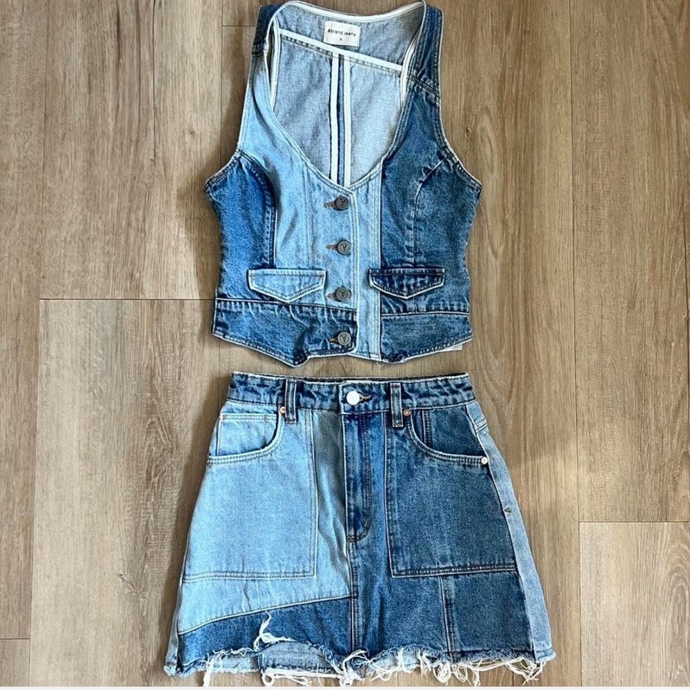 A-Brand Denim Vest and Skirt Set